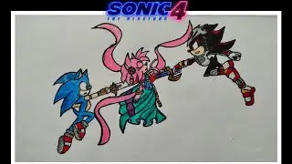 How To Draw Sonic Vs Shadow Vs Amy Rose From Sonic The Hedgehog 4||Drawing