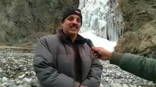 Water falls frozen due to coldness in skardu