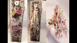 Making a (faux) binding with buttons and beads and a tassel for your junk journal.