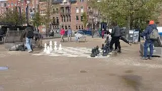 Big chess set outside the Rijksmuseum in Amsterdam, Netherlands
