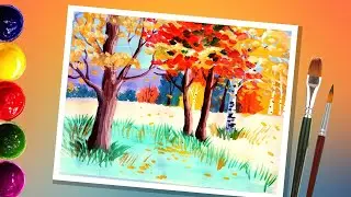 How to draw an autumn park