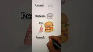 Burger 🍔 Drawing Sketch Art normal vs legend #drawing #burger #art #sketch #easydrawing #artshorts