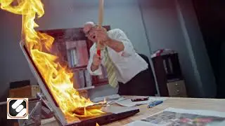 Guy puts out fire with a hammer!  His name is not THOR!