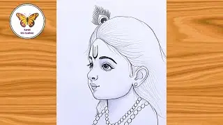 Little Krishna Drawing Simple For Beginners | Lord Krishna Art | Chitra