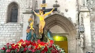 Miércoles Santo, 2022, Burgos, Iglesia San Lesmes, Vía Crucis Penitencial, Cofradía Jesús Crucificad