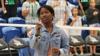 Koumba singing the national anthem at CSUB women&rsquo;s volleyball match vs. UH 10/14/2022