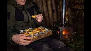 SOLO Survival: Building a WARM Shelter & Cooking on WOOD Stove