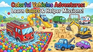 Colorful Cars Truck Ball Pit Slide Song | Kids Learning Slide, Splash, and Zoom with Vehicles!