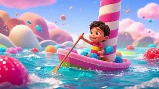 Row Row Through the Candy Sea | Sweet Nursery Rhyme | Educational Kids Songs