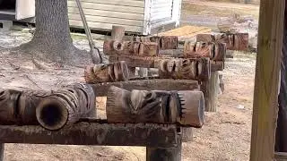 Tiki poles and wood carving in Florida￼