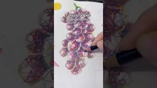 TRIANGLE DRAWING grapes 🍇 | unconventional colored pencil art #grapes #weirdart #coloring #fruitart
