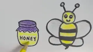 How To Draw A Bee With A Honey Jar Part 2/Art For Kids/Facts About Bees And Honey/Bee Movie/Honeybee