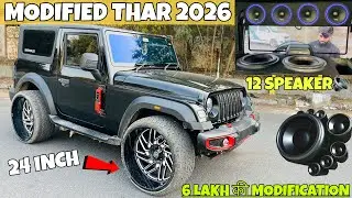 Modified Mahindra Thar with 24 Inch Alloywheel😲Loudest Audio Setup in Thar🔊Worth Rs.6 Lakh😱