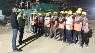 Today -:Night Work Tool Box Talk Meeting ConductedTopic- Near Miss  & Concrete Hazards, Hand Glaps