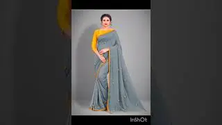 Grey colour saree for Navratri and contrast blouse colours to wear