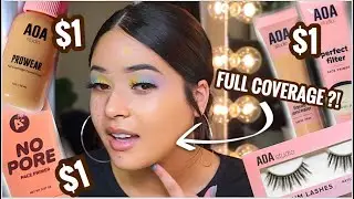 FULL FACE $1 MAKEUP | NEW SHOPMISSA / AOA MAKEUP + BRUSHES ! SOO MANY HIDDEM GEMS UNDER $1
