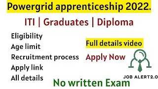 Powergrid Apprentice 2022 for ITI ,Diploma & Graduates|Full video detail #youtubeindia #jobs #job