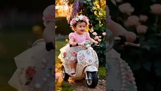 AI Baby Girl Motor Show ICute Fashion Ride Through Flower Garden 🌸🦋 #AIBaby #CuteBabyFashion #shorts