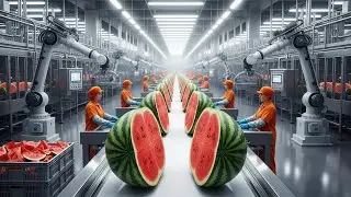 Inside a Modern Watermelon Processing Plant: From Whole Melons to Sweet Red Juice (Full Process)
