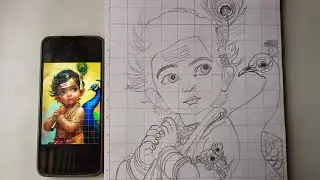 How to draw lord Kartikeya murugan drawing with grid method|pencil drawing step by step|lord murugan