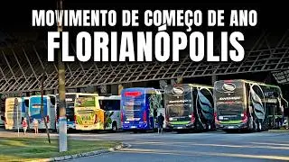 RODOVIÁRIA de FLORIANÓPOLIS: AS GIGANTES DA ESTRADA NA MANHÃ em uma MOVIMENTADA