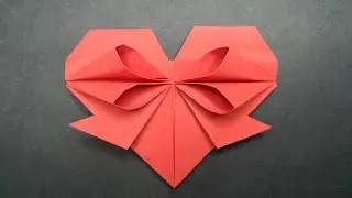 Origami Heart With Bow - How to Make a Paper Heart With Bow