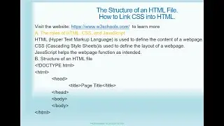 The Structure of an HTML File and how to Link CSS into HTML