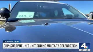 CHP unit hit, damaged by shrapnel during military celebration at Camp Pendleton
