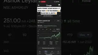 Ashok Leyland declare a 1:1 Bonus share🔥for shareholders🔥Record Date is July 16🔥 #nifty50 #nse #bse