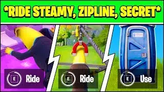 RIDE THE STEAMY STACKS, A ZIPLINE, AND USE A SECRET PASSAGE IN A SINGLE MATCH LOCATIONS (Fortnite)
