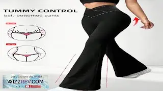 Women's Criss Cross Waist Flare Pants High Elasticity Polyester Solid Color Sports Yoga