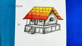 How to Draw a Village Hut/Indian village house Very easy steps for beginners/Hut Drawing & Colouring