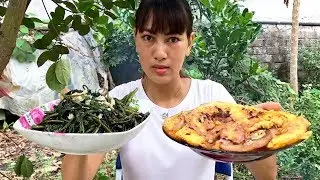 cooking Sweet potatoes stir-fry garlic and fried eggs with meat - cooking skill