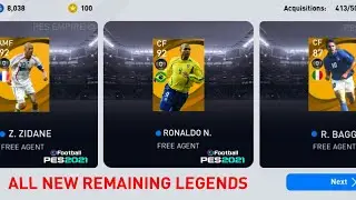 ALL NEW REMAINING LEGENDS IN PES 2021 MOBILE /PC 🔥😍Z. ZIDANE, RONALDO ,GIGGS ft❤NEW LEGENDS PES 21