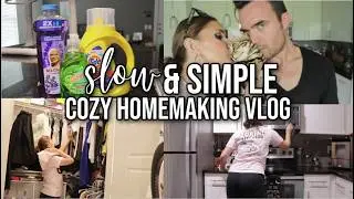 SLOW & SIMPLE Day in My Life | Cleaning, Cooking & Cats + Aldi Grocery Haul 🍂🐾