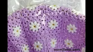 How to crochet easy daisy blanket afghan pattern by #marifu6a