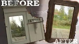 DIY Farmhouse mirror | Easy mirror makeover | Trash to treasure