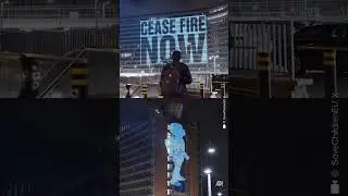 Save The Children projects messages onto EU Commission building about Israeli attacks on Gaza #gaza