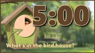 5 Minute Timer for Classrooms with Music | Rainy Birdhouse Visual Timer 🌧️