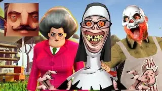 Hello Neighbor - My New Neighbor Evil Nun Scary Teacher Mr Meat FULL HISTORY Gameplay Walkthrough