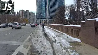 Poor Conditions in the Danforth Bike Lanes | Snowy Toronto Ride (Nov '22)