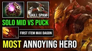 WTF 12MIN GODLIKE Solo Mid BH Against Puck 1 Shot Invisible Ganking Most Annoying Hero Dota 2