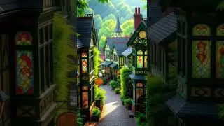 &ldquo;Victorian Steampunk Village of Stained Glass Wonders 🌈⚙️&rdquo;   #VictorianSteampunk #SteampunkVillage