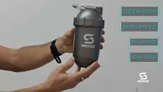 ShakeSphere Tumbler View Gun Metal, White Logo, Clear Window Promo