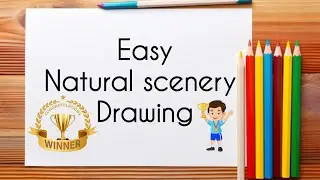 How to draw easy scenery drawing with beautiful landscape village with riverside scenery drawing 