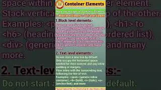 Container Elements in Html ll block level and Text level elements ll #html #trending #shorts