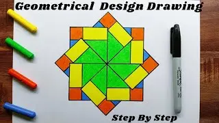 100% easy Geometric Design Drawing|| How To Draw Geometrical Design Drawing|| Square pattern Drawing
