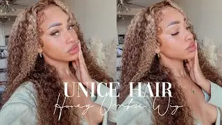 Unice Ombre Honey Blonde Highlight Lace Front Curly Wig