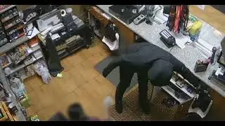 Robbery at a convenience store Security camera Footage