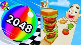 Ball Run 2048 VS Sandwich Runner🔴🟠🟡🟣Walkthrough Max Gameplay BM5765